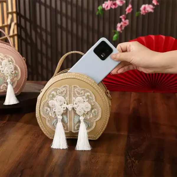 Chinese style round shoulder bag